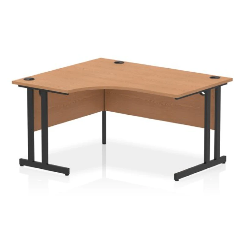 Image of Impulse Impulse 1400mm Left Crescent Office Desk Oak Top Black Cantilever Leg ICDLC14BOAK