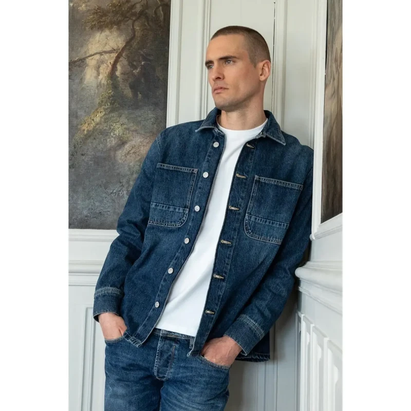 Image of Le Temps des cerises Overshirt Le Temps des cerises Hisa Bleu Male L