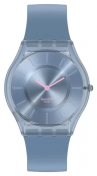 Image of Swatch DENIM Blue Skin Classic Silicone Strap SS08N100 Watch