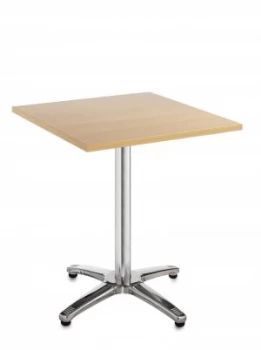 Image of Roma Square Table With 4 Leg Chrome Base 700mm - Beech