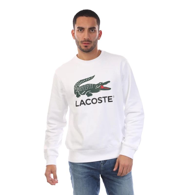 Image of Lacoste Fleece Crew Neck Sweatshirt White male XS
