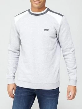Image of Jack & Jones Colour Block Crew Neck Sweatshirt - Light Grey Marl
