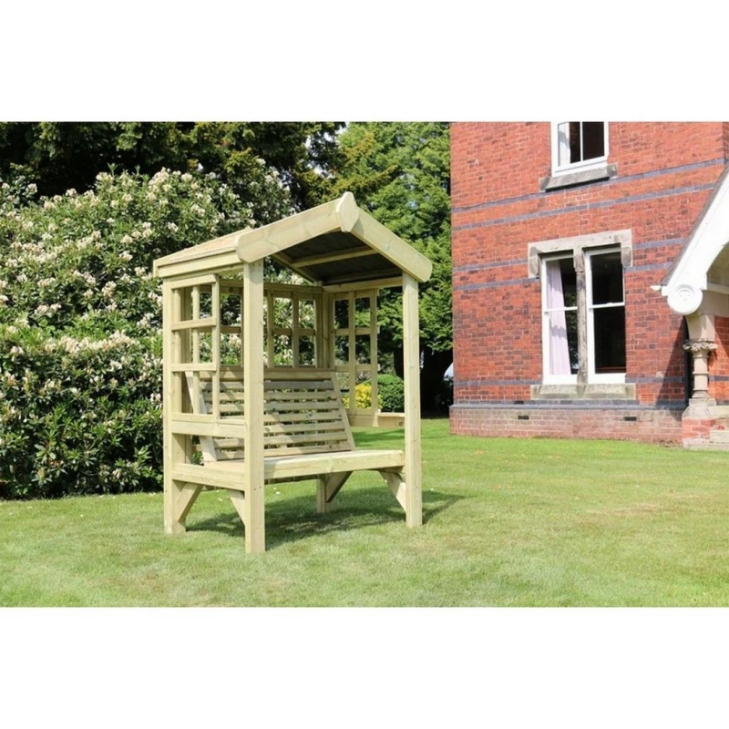 Image of Churnet Valley Garden Furniture Ltd Cottage Arbour w/ Trellis, Min Assembly Required - Set of Cushions Inc in Brown Brown Unisex
