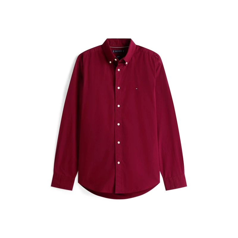 Image of Tommy Hilfiger Core Flex Long Sleeve Poplin Shirt Deep Rouge VLP male L