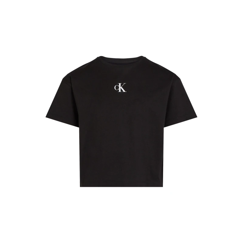 Image of Calvin Klein Jeans Kids CK Logo Boxy Regular Fit T-Shirt CK Black BEH female 6Y