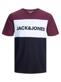 Image of Jack & Jones Junior Boys Short Sleeve Colourblock T-Shirt - Port