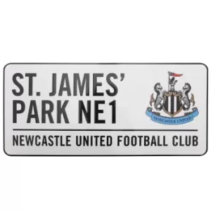 Image of Newcastle United FC Official St James Park Metal Football Stadium Street Sign (40cm x 18cm) (White)
