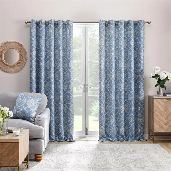 Image of Dreams and Drapes Vivianna Thermal Blackout Bedroom Eyelet Curtains 66x54in Blue 38024518003
