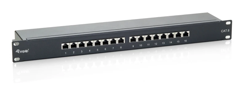 Image of Equip 16-Port Cat.6 Shielded Patch Panel. Black