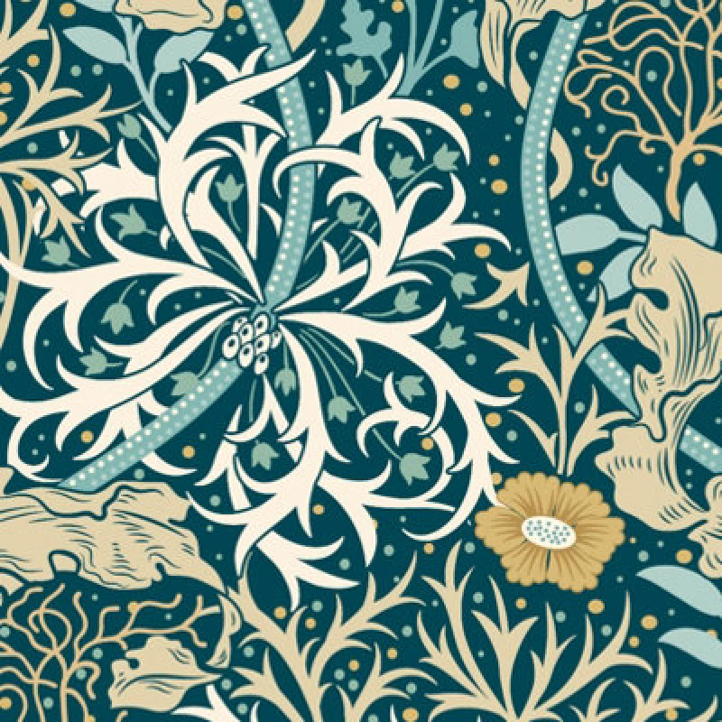 Image of Hoopla Walls Seaweed Garden Petrol Blue Smooth Matt Wallpaper