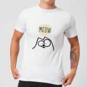 Image of Simons Cat Meow Mens T-Shirt - White - 4XL