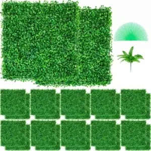 Image of Artificial Boxwood Panel Boxwood Hedge Wall Panels 24pcs 10x10" Garden Decor Diy