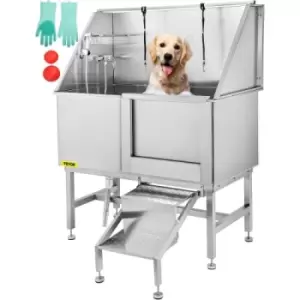 Image of VEVOR 50" Dog Pet Grooming Bath Tub Professional Large Stainless Steel Bathtub
