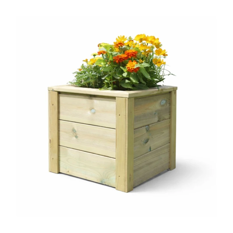 Image of Churnet Valley Garden Furniture Ltd Square Planters, Wooden Garden Pot/Tub for Plants - Fully Assembled in Brown Brown Unisex