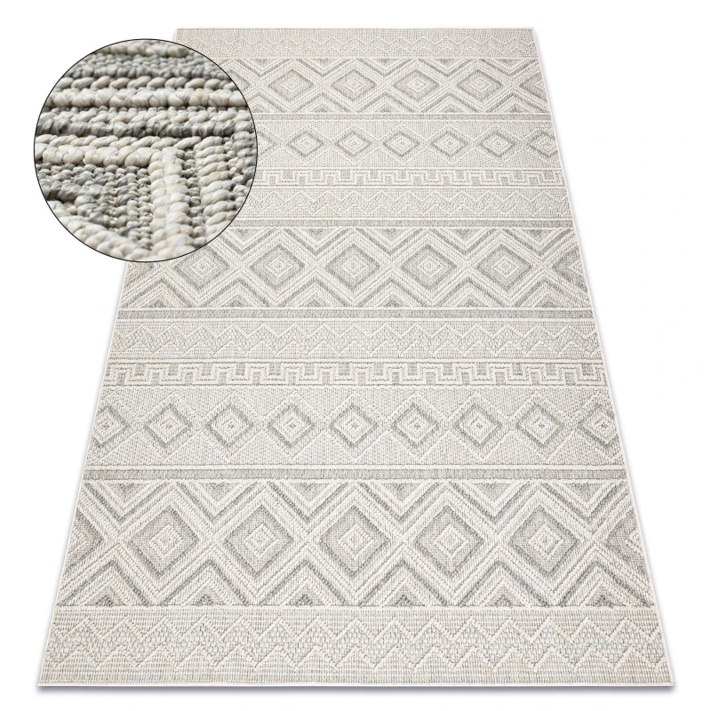 Image of RugsX Carpet Jersey 19234 Grey - Rhombuses, Structural, Loop Boho 120X170 Cm