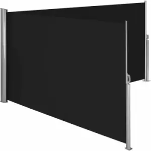 Image of Double-sided garden privacy screen w/ retractable awnings - privacy screen, garden privacy screen, patio awning - 200 x 600cm Black - black