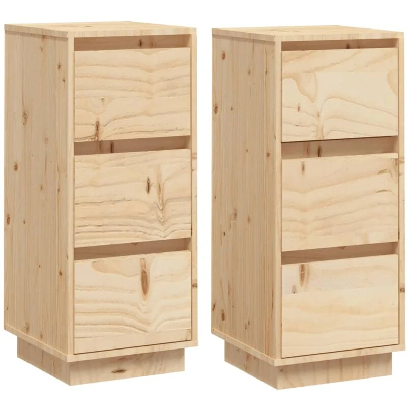 Image of VIDAXL Sideboards 2 pcs 32x34x75cm Solid Wood Pine Vidaxl 8720286841921