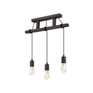 Image of Leon Industrial Bar Pendant Ceiling Light Wenge, 3x E27