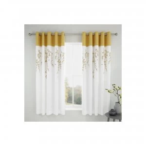 Image of Catherine Lansfield Embroidered Blossom Eyelet Curtains