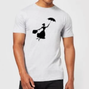 Image of Mary Poppins Flying Silhouette Mens T-Shirt - Grey - S