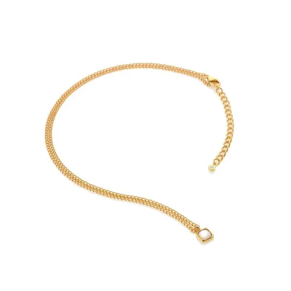 Image of Hot Diamonds x Gemstones 18ct Gold Plated Sterling Silver Square Mothe