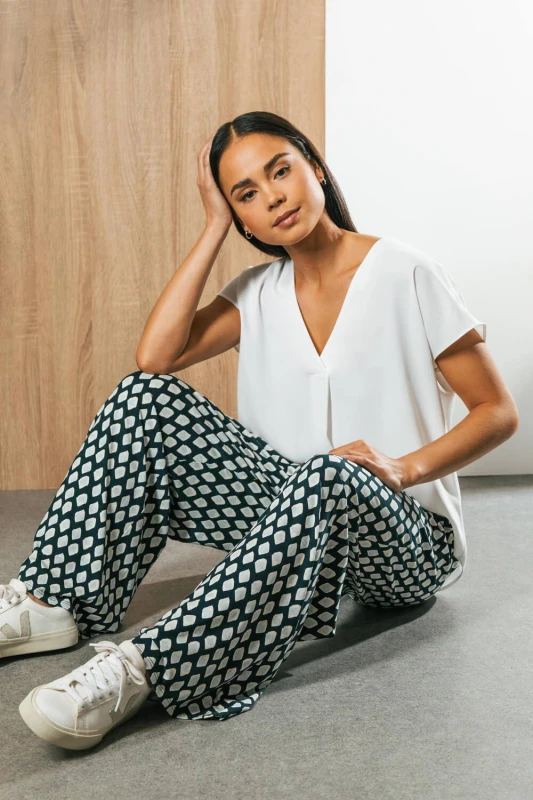 Image of Roman Womens Petite V-Neck Tuck Front Top in Ivory Size: 10 Ivory Female 10