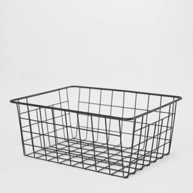 Image of OHS OHS Metal Wire Food Storage Basket Multipurpose Pantry Organiser Kitchen in Black One Size Unisex 5027434184033