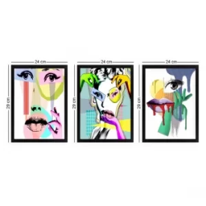 Image of SET_037 Multicolor Decorative Framed Painting (3 Pieces)