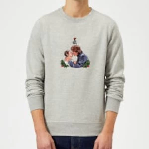 Image of Star Wars Mistletoe Kiss Grey Christmas Sweatshirt - M - Grey