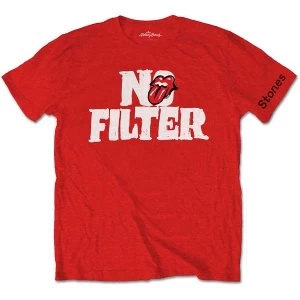 Image of The Rolling Stones - No Filter Header Logo Unisex Medium T-Shirt - Red