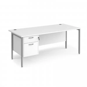 Image of Maestro 25 SL Straight Desk With 2 Drawer Pedestal 1800mm - Silver H f
