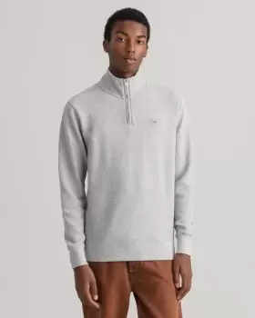Image of GANT Men Waffle Half-Zip Sweatshirt (XXXL) Grey