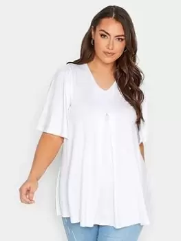 Image of Yours Angel Sleeve Pleat Swing Top - White, Size 20, Women