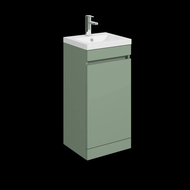 Image of Balterley 400mm Floor Standing 1 Door Unit with Polymarble Basin - Green Green Unisex