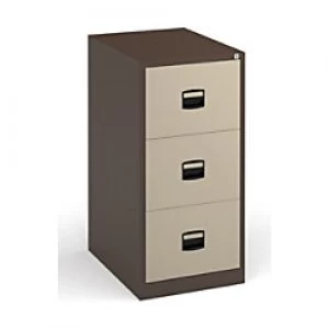 Image of Dams International Filing Cabinet with 3 Lockable Drawers DCF3C 470 x 622 x 1016mm Coffee & Cream