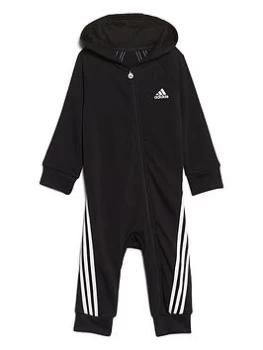 Image of adidas Infant Future Icons French Terry Babygrow - Black/White, Size 6-9 Months, Women