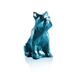 Image of Blue Metallic Low Poly Bulldog Candle