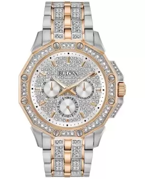 Image of Bulova Crystal Pave Dial Two-Tone Stainless Steel Mens Watch 98C133 98C133