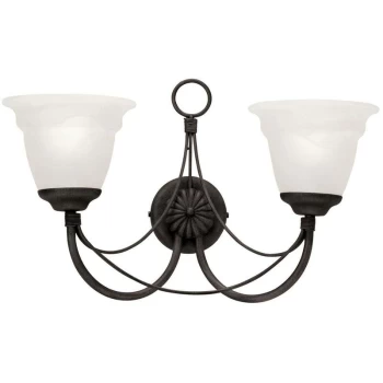 Image of Carisbrooke - 2 Light Indoor Wall Light Black - Glass Shade Not Included, E14 - Elstead