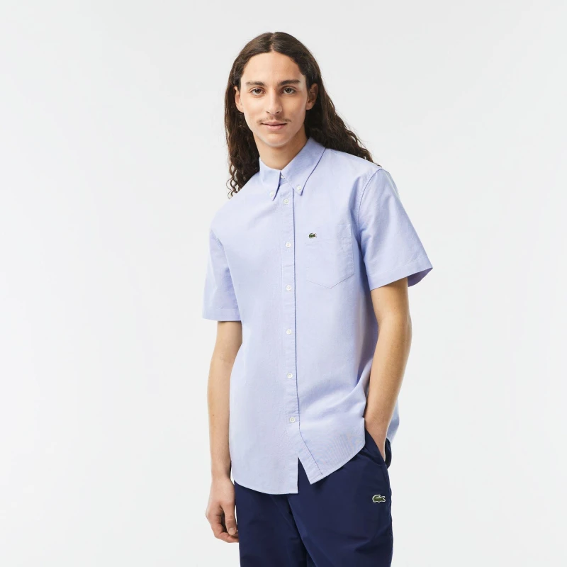 Image of Lacoste Mens Regular Fit Oxford Plain Shirt Overview male S