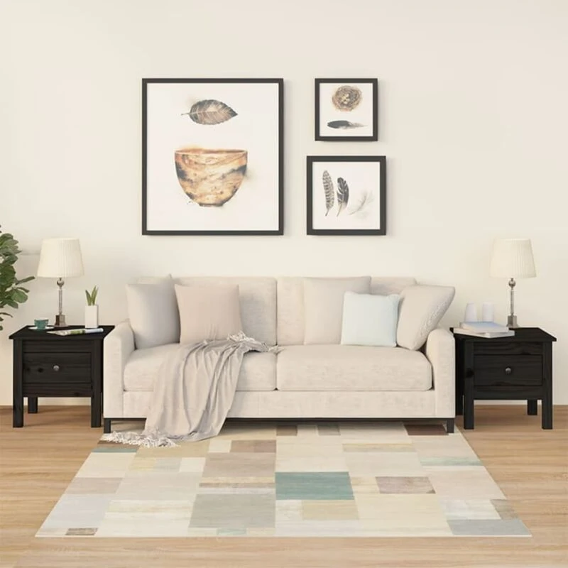 Image of VIDAXL Side Tables 2 pcs Black 40x40x39cm Solid Wood Pine Vidaxl 8720286922842