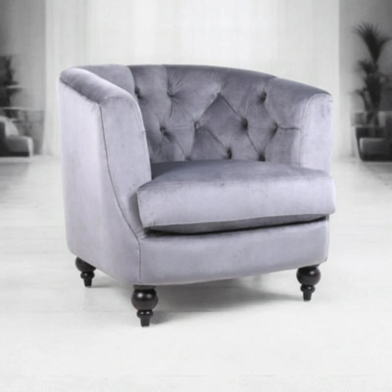 Image of 86Cm Lead Colour Velvet Armchair