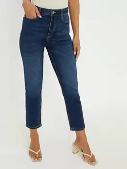 Image of Dorothy Perkins Slim Mom Jeans - Indigo, Blue, Size 16, Women