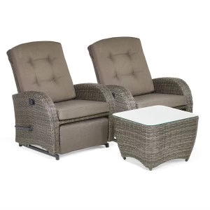 Image of Robert Dyas Bellevue 2-Seater Reclining Chair Rattan Garden Furniture Set