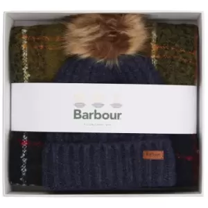 Image of Barbour Womens Saltburn Beanie & Tartan Scarf Set Classic