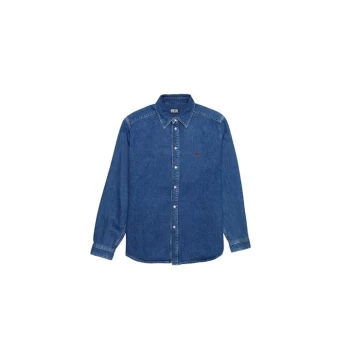 Image of Diesel Long Sleeve Denim Shirt - Mid Wash 01
