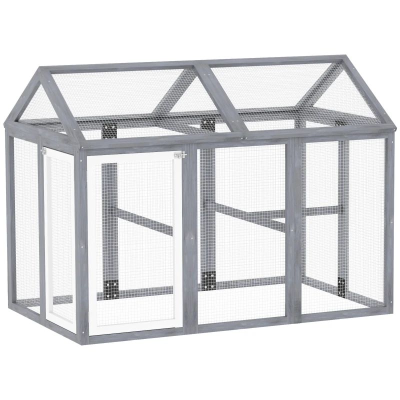Image of PawHut Chicken Run - Wooden Chicken Coop w/ Combinable Design - Grey TJ Hughes Natural 5061025088591