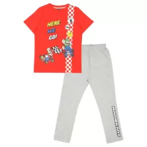 Image of Super Mario Girls Here We Go Pyjama Set (9-10 Years) (Red/Heather Grey)