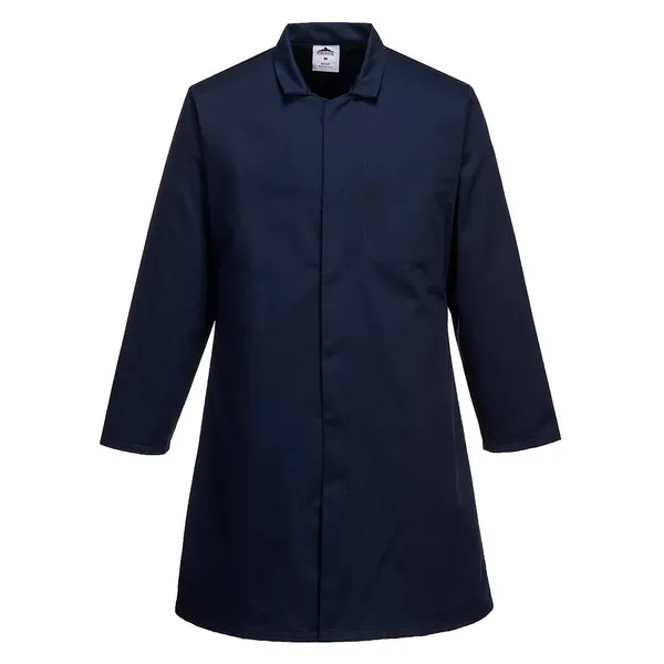 Image of Portwest Mens Single Pocket Food Coat 2202NAR4XL Colour: Navy