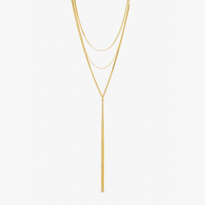 Image of Mood Gold Snake Chain Long Y-Drop Necklace Chain Necklaces One Size Gold 40048810000